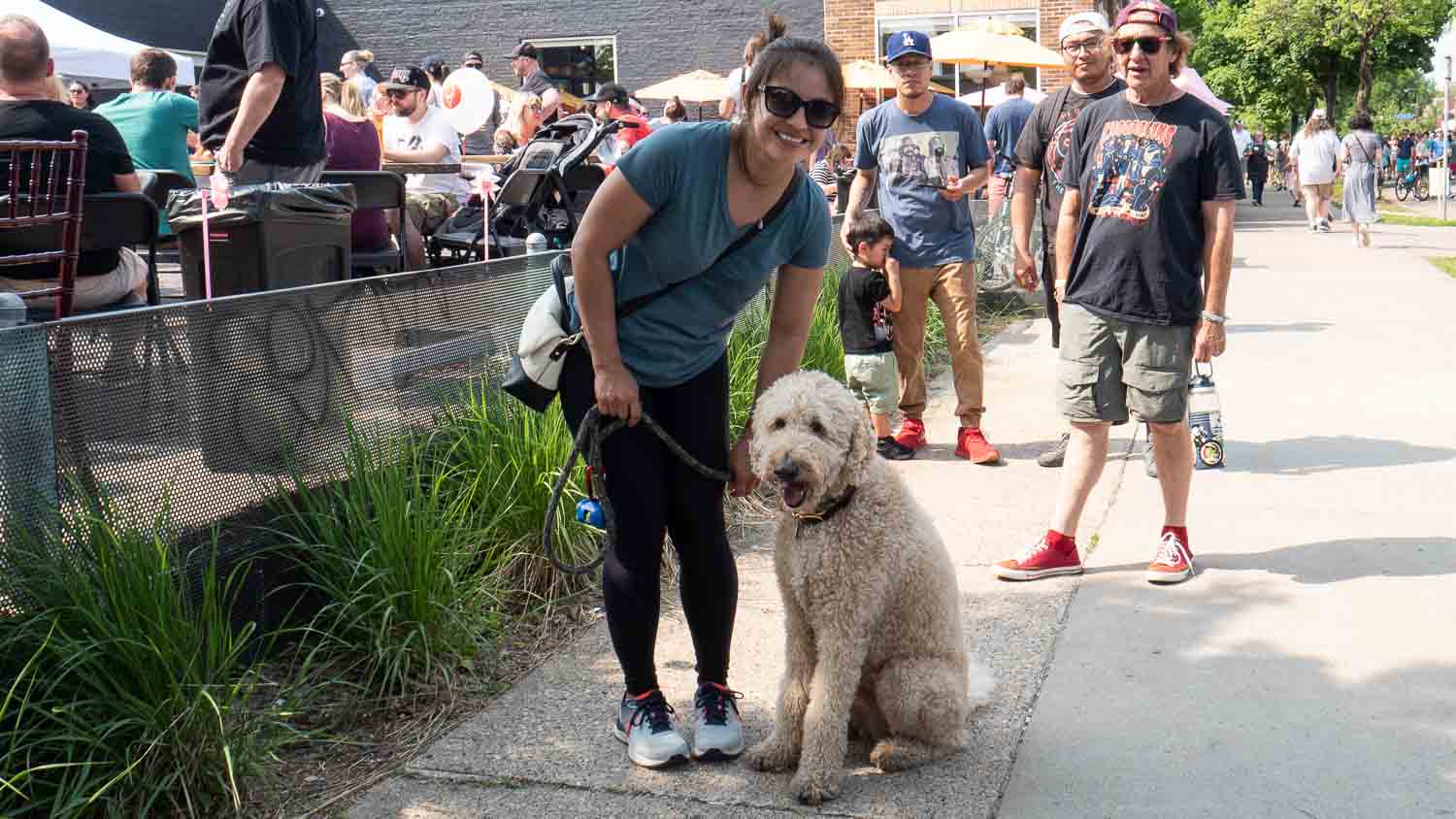 Woman and her dog outdoors