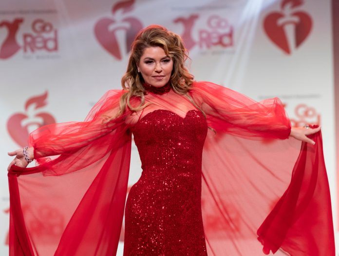 the best shania twain songs shania twain on the red carpet in a red dress
