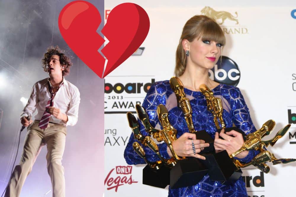 why did taylor swift and matthe healy break up? an image of taylor swift and an image of matthew healy