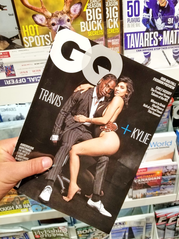 kylie jenner and travis scott a magazine with travis scott and kylie jenner on the cover